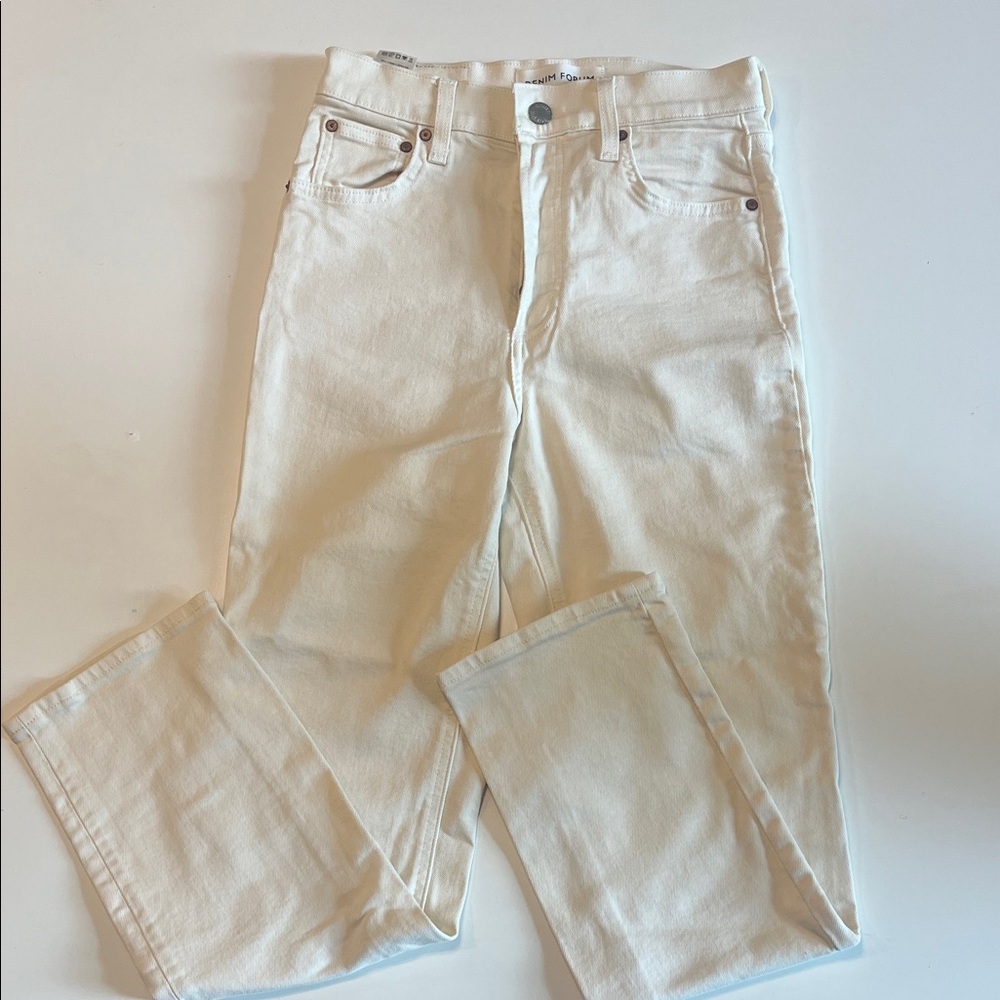 Denim Forum Cream High-Rise Straight Jeans
